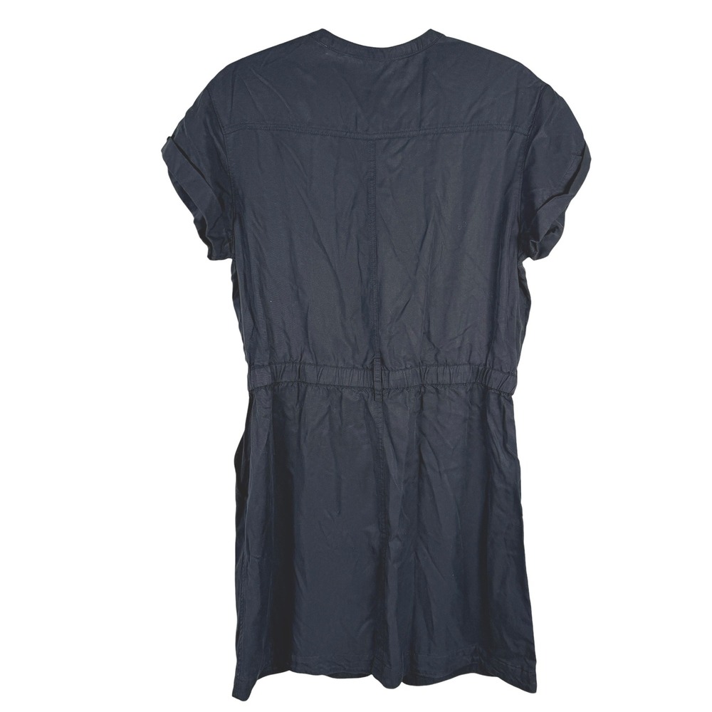Banana Republic Utility Dress Womens M Black Tencel Button Front Cuffed Sleeve - Picture 2 of 9
